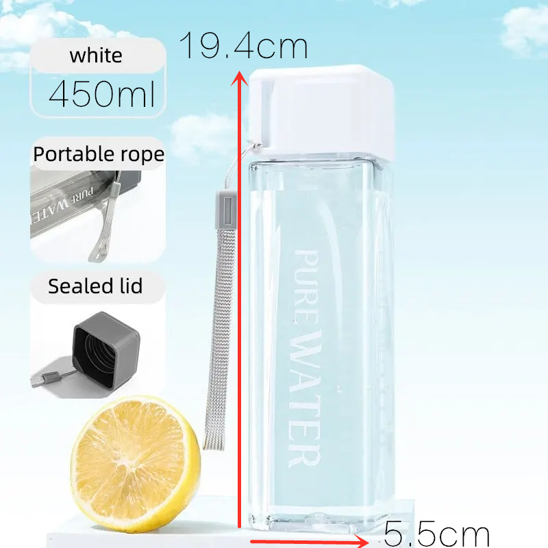 450ml,1 Pcs Clear Square Drink - Outdoor Sport Glass Water Bottle recension och pris